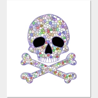 Mosaic Skull and Tile Crossbones Posters and Art